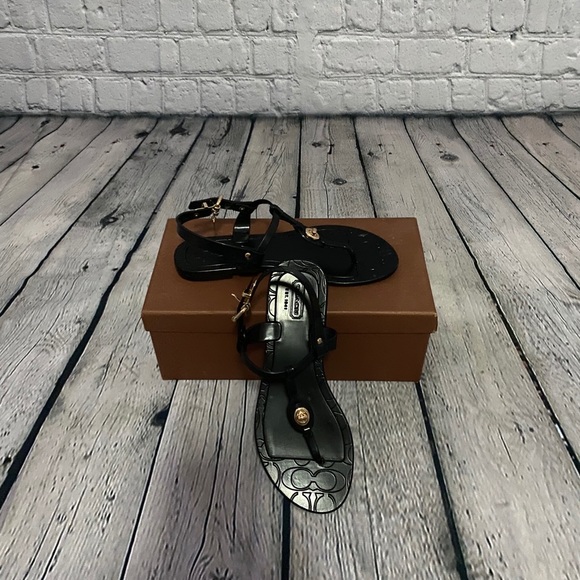 Coach Pier Shiny Black Jelly Sandals Size 5 - Picture 1 of 13